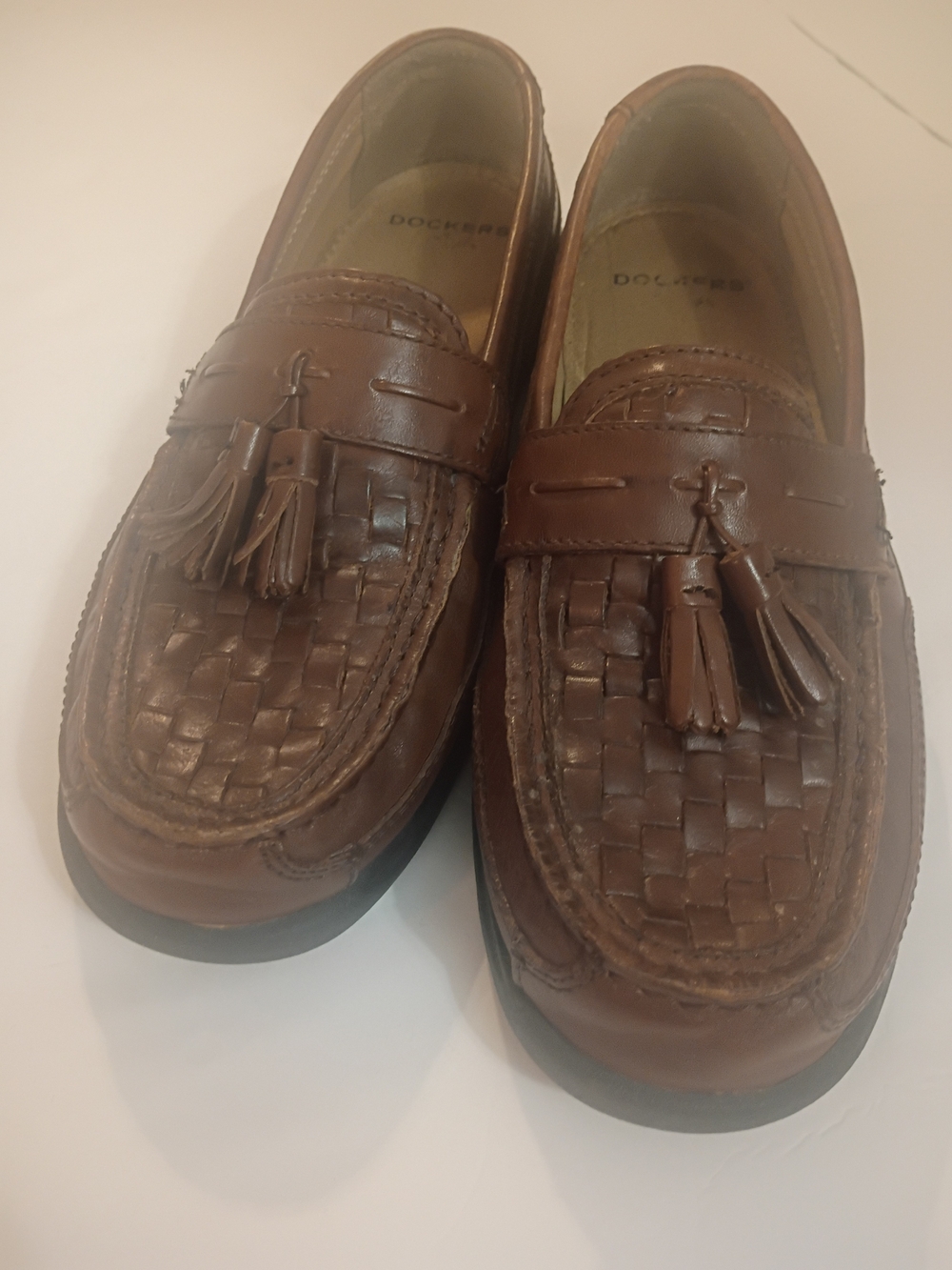 Dockers Mens Brown Woven Tassel Slip-On Loafers Preppy